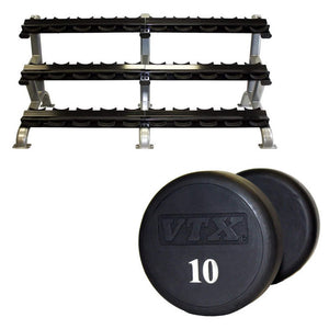 Troy VTX (5-75 lb) Urethane Dumbbell Set w/ Rack - Buy & Sell Fitness