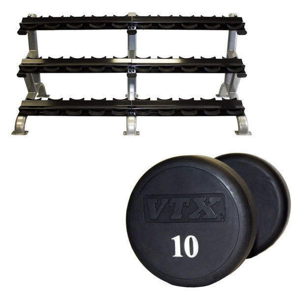 Troy VTX (5-75 lb) Urethane Dumbbell Set w/ Rack - Buy & Sell Fitness