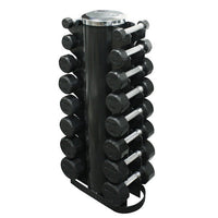 Troy (3-25 lb) 12-Sided Rubber Dumbbells w/ Rack - Buy & Sell Fitness
