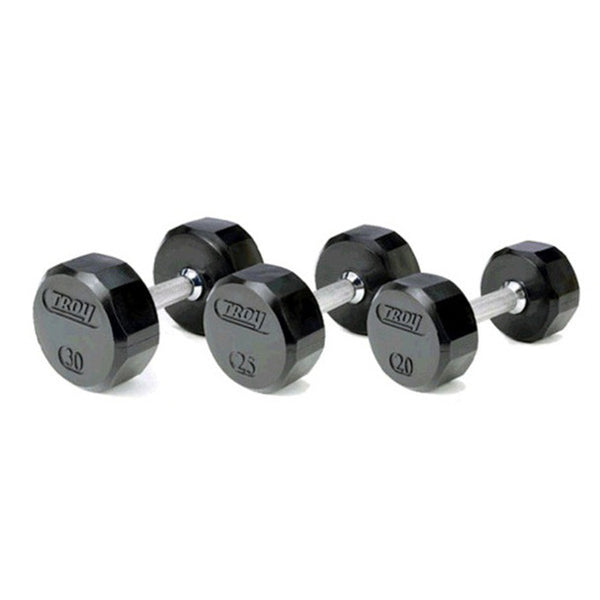 Troy 12-Sided Rubber Dumbbells - Buy & Sell Fitness