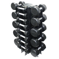 Troy (3-50 lb) Rubber Dumbbell Set & Rack - Buy & Sell Fitness
